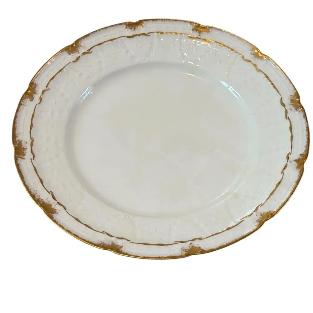 Antique Haviland Limoges Plates Set of 4 White Gold Lace Edge 7 3/8”